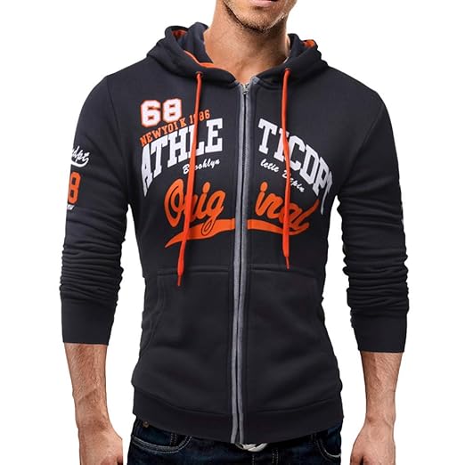 SEWORLD Herren Herbst Winter Sport Charm Herren Slim Fit Beiläufige Langarm Outwear Warmer Kapuzenpullover Sweatshirt Top Blu