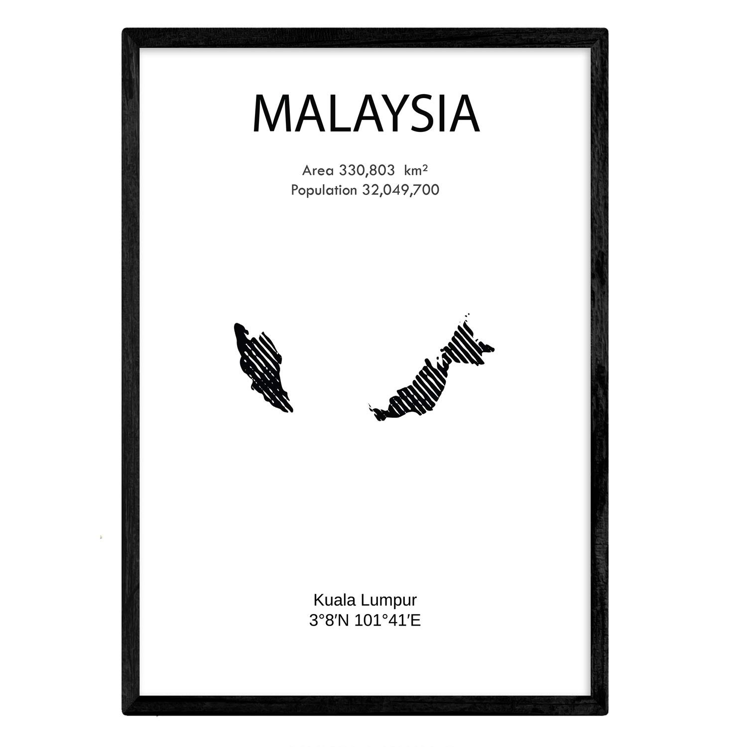 Nacnic Poster Malaysia. Sheets of countries and continents. A3 size