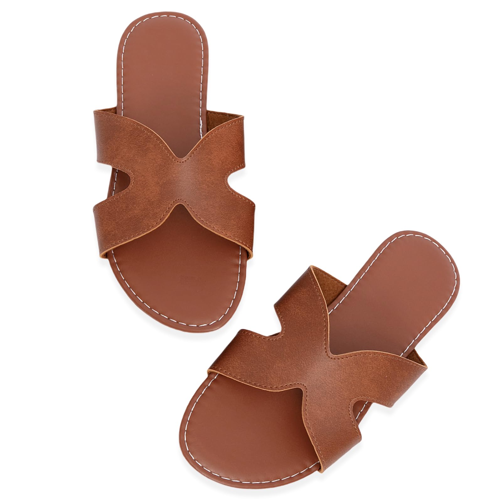 Photo 1 of Toybdsunx Women's Flat Slide Sandals Summer Open Toe Slip On Casual Beach Slippers, Wide Widths Available 5-11
