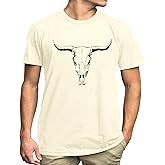 UNIQUEONE Mens Western Country Cowboy Shirts: Boho Cow Skull Graphic Tees Mens Country Concert Shirts