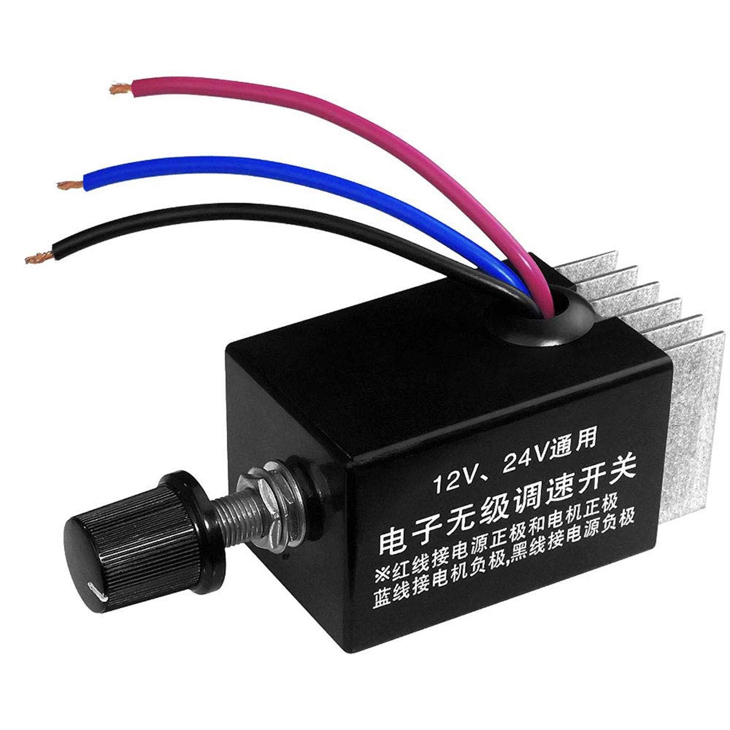 Photo 1 of DC Motor Speed Controller Universal DC 12V 24V 10A Electronic Stepless Speed Regulator Switch for Car Truck Fan Heater Control