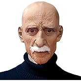 x-merry toy Realistic Old Man Mask Halloween Latex Cosplay Full Face Helmet Wrinkle Bald Head Masks for Party Carnival Shows Props