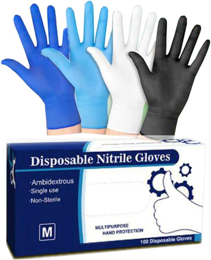 Gloves Disposable Latex Free, Powder Free, Heavy Duty, Professional Grade for Healthcare, Medical, Food Handling, and More, Box of 100