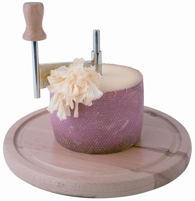 APS Käsehobel mit Abdeckhaube ca. Durchmesser 22 cm, Höhe 10 cm Buchenholz/Edelstahl Hobelt hauchzarte Käseröschen von Hartkä