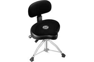 TENTOTEN Drum Throne with Backrest,Drum Stool for Adults|Hydraulic Drum Throne with 45°Angle Adjustable Back,Heavy Duty Drum Seat for Professional Drummers