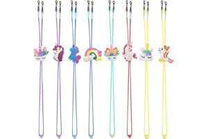 ZXSWEET 8PCS Kids Glasses Strap Unicorn Rainbow Adjuster Stretchy Eyeglass Strap for Girls Boys