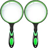 10X Magnifying Glass, 2PACK 75MM Handheld Reading Magnifier with Non-Slip Soft Handle for Seniors Book Newspaper Reading and 