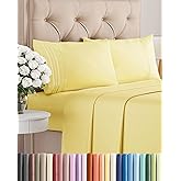 Queen Size 4 Piece Sheet Set - Comfy Breathable & Cooling Bed Sheets Set - Hotel Luxury Bedding for Women, Men, Kids, Teens, Boys & Girls - Deep Pockets, Ultra-Soft, Wrinkle Free - Oeko-Tex - Yellow