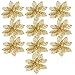 Ninko 10 Pcs 15 cm Artificial Hollow Poinsettia Gold Flower For Christmas Tree Wreath House Decoration Flower With Shining Edge