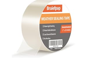 BRUIEFPAP Weather Stripping Door Seal, Window Insulation Kit for Winter, 2 Inch x 33 Yards, Window Weather Sealing Tape,Weather Stripping for Doors, Windows, Ac Unit,No Residue,Clear,Strong Sticky