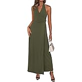 PRETTYGARDEN Halter Dresses for Women 2026 Elegant Classy Spring V Neck Tie Backless Summer Wedding Guest Cocktail Midi Dress