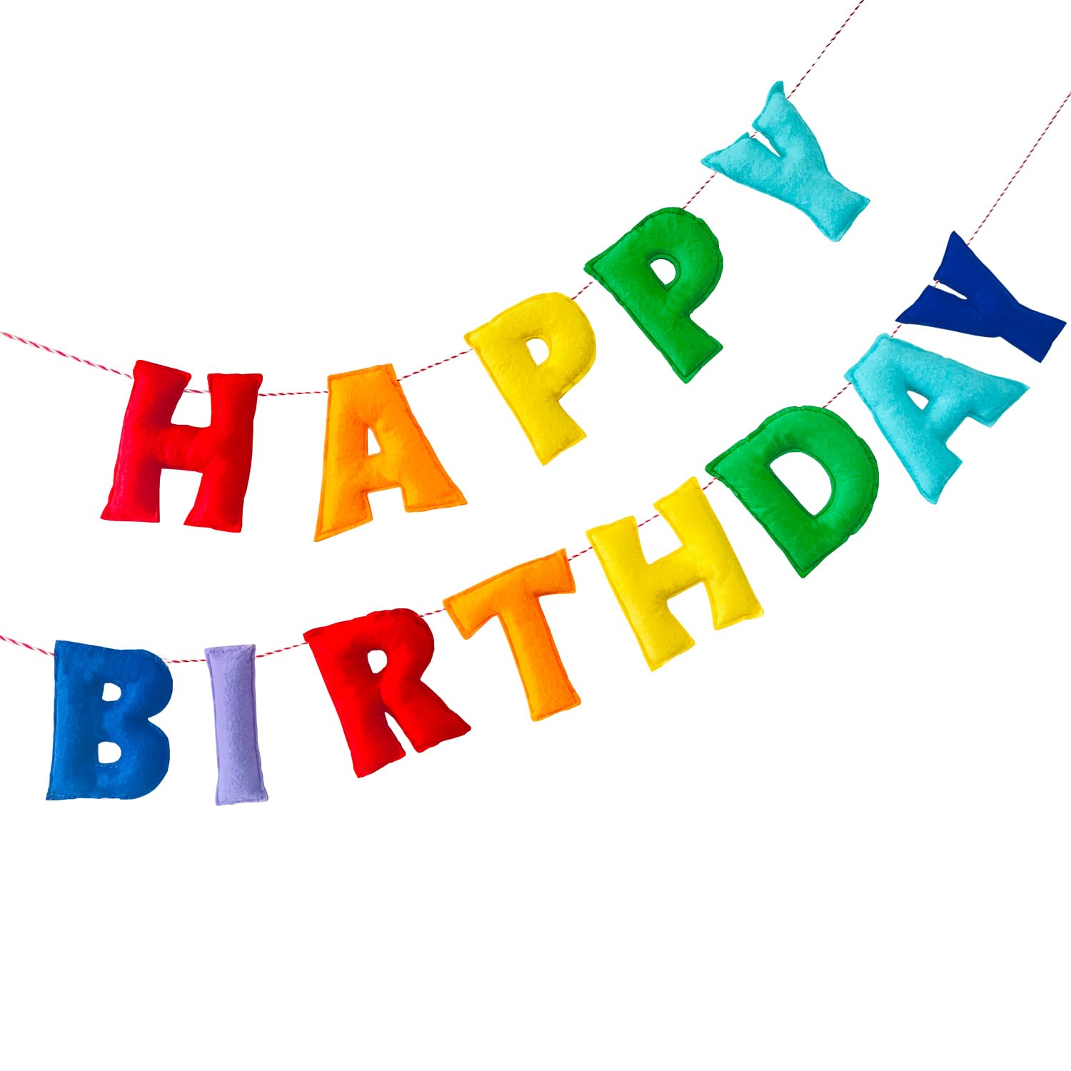 Pre-Strung Happy Birthday Banner - Felt Ball Garland - HAPPY BIRTHDAY Garland, Rainbow Birthday Decorations, Personalized Sign for Party Decor, Photo Prop (Purple Y) — image 1