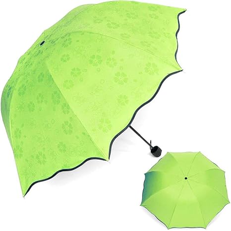 Water Magic L-Green Umbrella : 3 Fold Anti UV Protection, Beautiful Umbrella