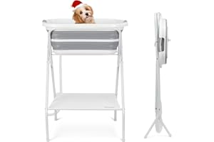 BEBEROAD PETS Beberoad 2 in 1 Dog Bath Tub Dog Washing Station for Bathing and Grooming, Elevated Collapsible Foldable Portable Shower Bathtub for Small Dogs Cats Pet, Indoor and Outdoor