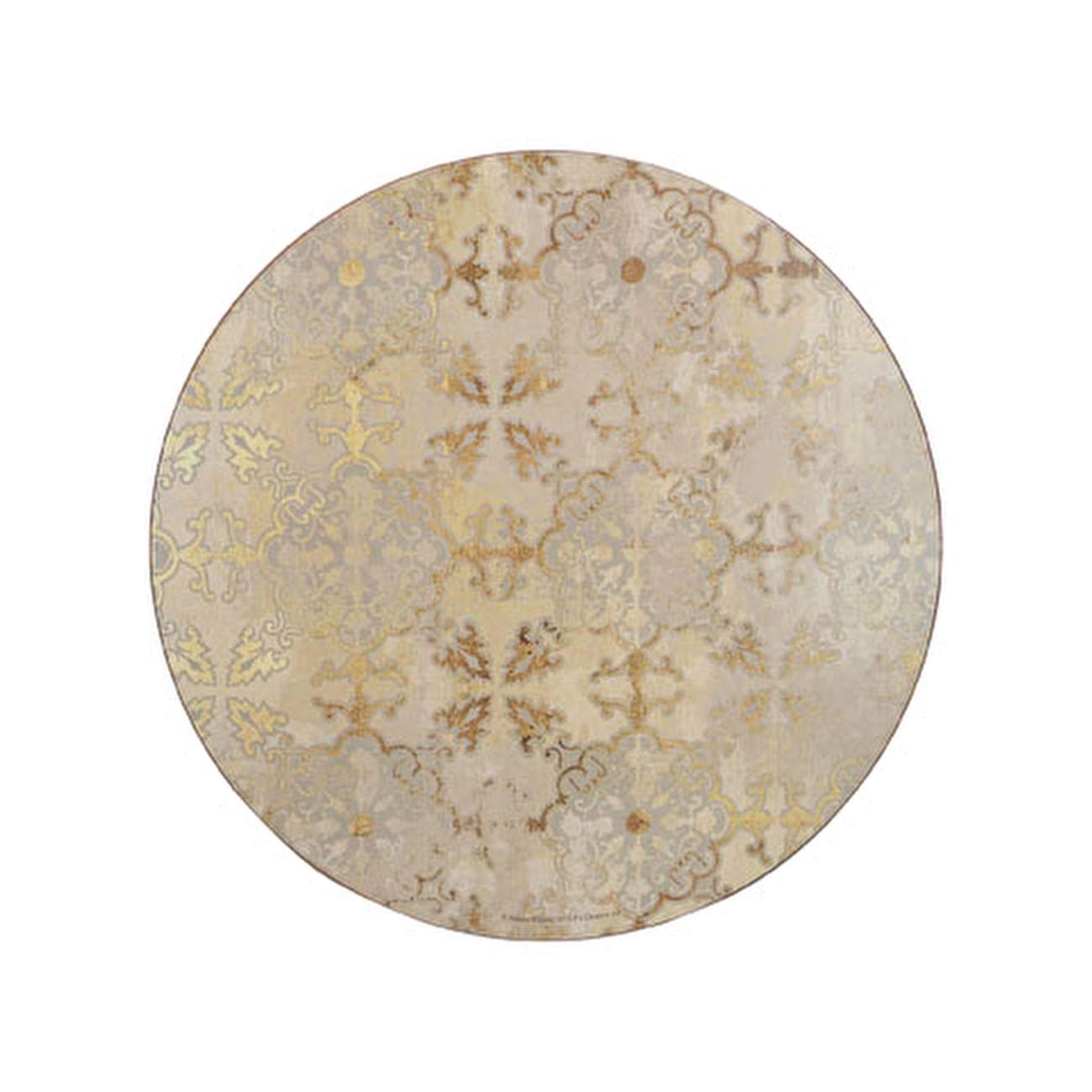 Creative Tops Cork-Backed Round Placemats Set of 4, 29cm , Table Mats with Printed Gold Impressions Design Coasters, Gold / Grey