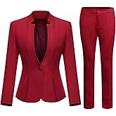 YUNCLOS Women's Business Office 1 Button Blazer Jacket and Pants Suit Set