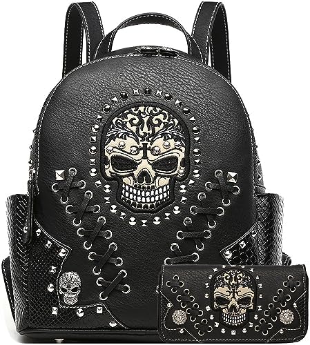 Amazon.com: SandraWang ‌Gothic Skull Studded Backpack for Women