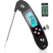 Iyalezirk Thermomètre alimentaire pliable Thermomètre numérique pour cuisine avec rétro-éclairage pour cuisine barbecue