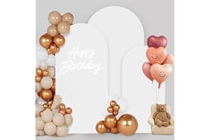 Persure Wedding Arch Cover 3 Set 4,5,6FT, White Arch Backdrop Cover Round Top Spandex Backdrop Stand Covers for Wedding Birthday Party Baby Shower Banquet Arch Decoration