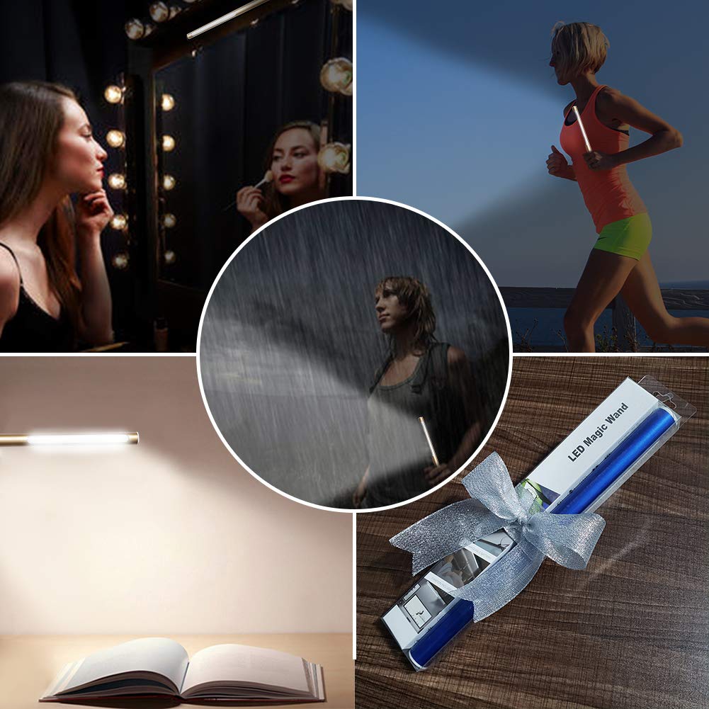 Rechargeable LED Wardrobe Light Stick-on Anywhere Under Cabinet Lighting - Waterproof, Adjustable level brightness,Portable Moving Light (White)