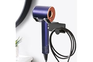 Hair Dryer Holder Wall Mounted,Self Adhesive SUS304 Blow Dryer Holder Stainless Steel Hair Dryer Stand Black,Banjekt