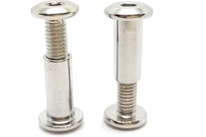 HAOZHENG Screw Post Fit for 5/16 inch(8mm) Hole Dia, Male M6x25mm Female 18mm Hex Drive Binding Bolts for Leather Wood Furniture, Stainless Steel Silver 5 Sets