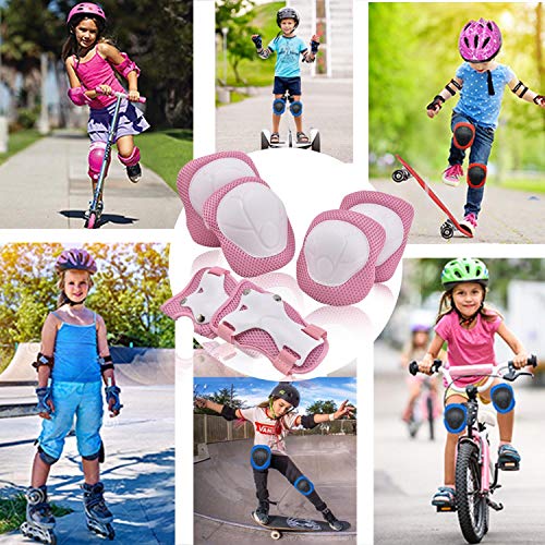 Kids/Youth Knee Pad Elbow Pads Guards Wrist Guards Protective Gear Set for Rollerblade Roller Skates Cycling BMX Bike Skateboard gs Scooter Riding Sports,Toddler for Multi-Sports Outdoor(Age3-7) Pink