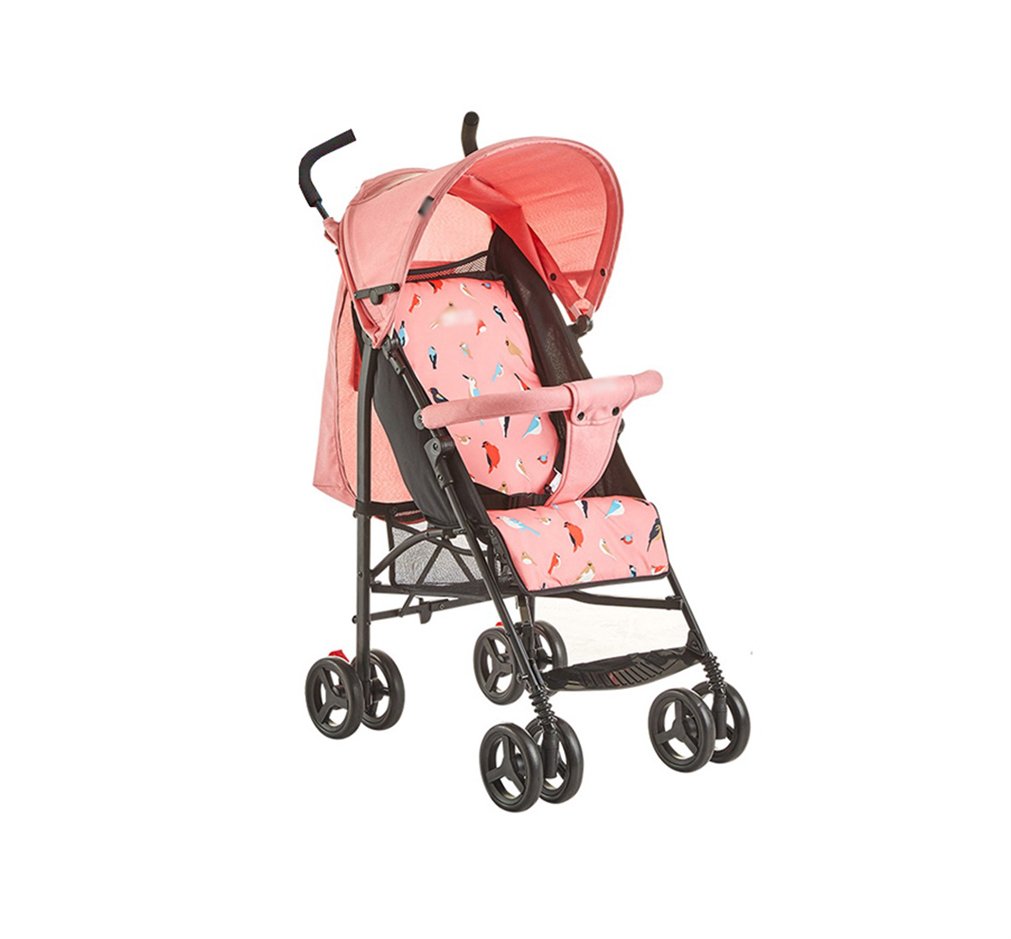 ベビートローリーウルトラポータブルシンプルショックプルーフアンブレラカーチャイルドカーフォールディング四輪車 ピンク B07nkk8mq3