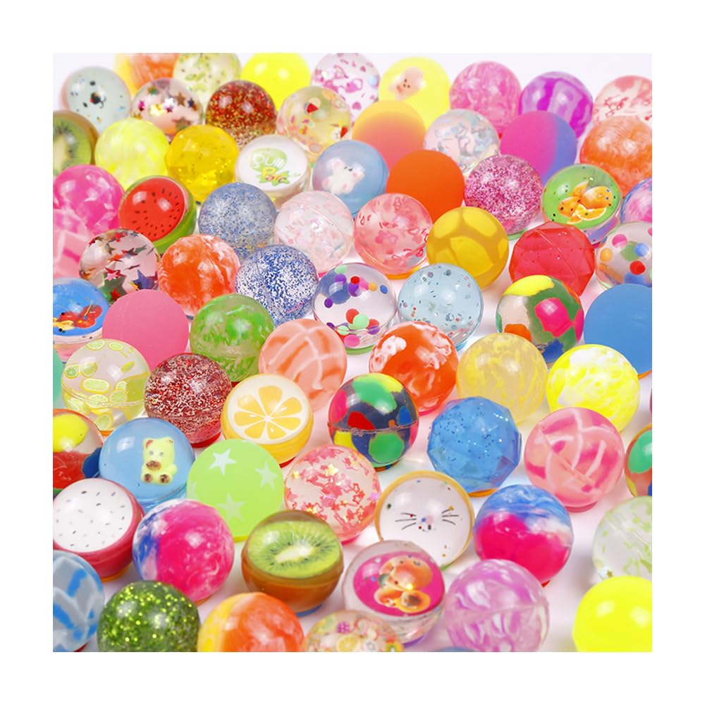 Bouncy Ball,50 Pieces Coloured Bounce Balls Float On the Water Bouncing Balls Kids Toy Rubber Balls Jumping Balls for Halloween Party Bag Fillers Random 1.07 inch