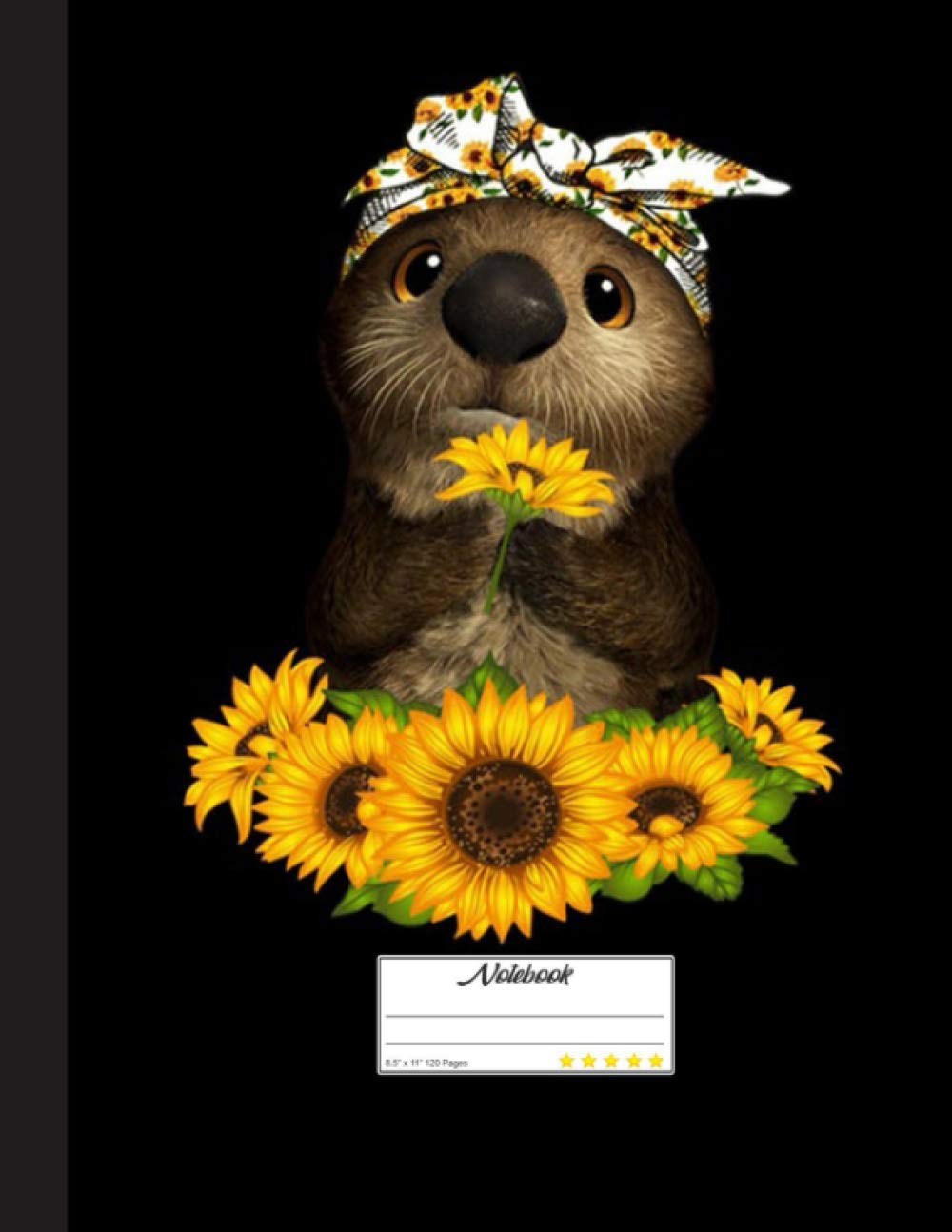 Otter With Sunflowers Notebook: Gift for Otter Lovers, 8.5 x 11 Inch Matte Softcover Paperback Notebook Journal With 120 Blank Lined Pages. Gifts For Student, Teacher, School.
