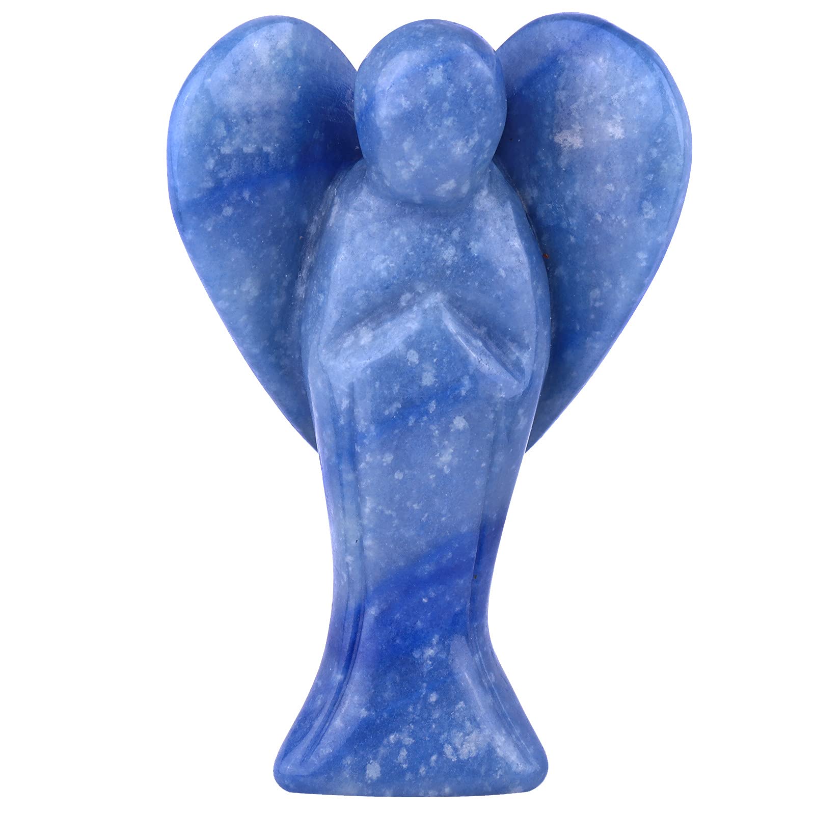 Nupuyai 3" Blue Aventurine Guardian Love Heart Crystal Angel Statue, Carved Pocket Angel Figurine Spiritual Healing Stone Ornament for Home Office Decor