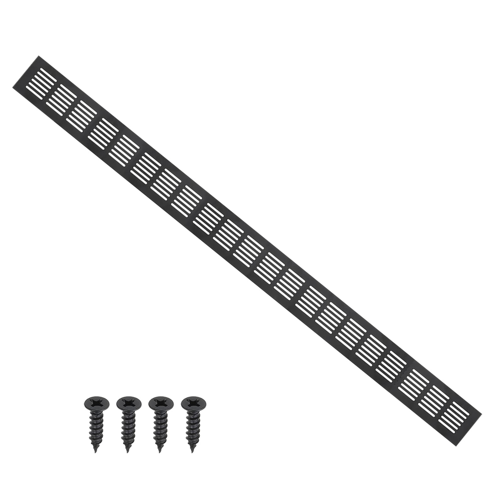 PATIKIL 31.5 x 2.4 Inch Door Air Vent Cover, Aluminum Grille Ventilation Cover Louvered with Mounting Screws for Cabinet Wardrobe Door, Black