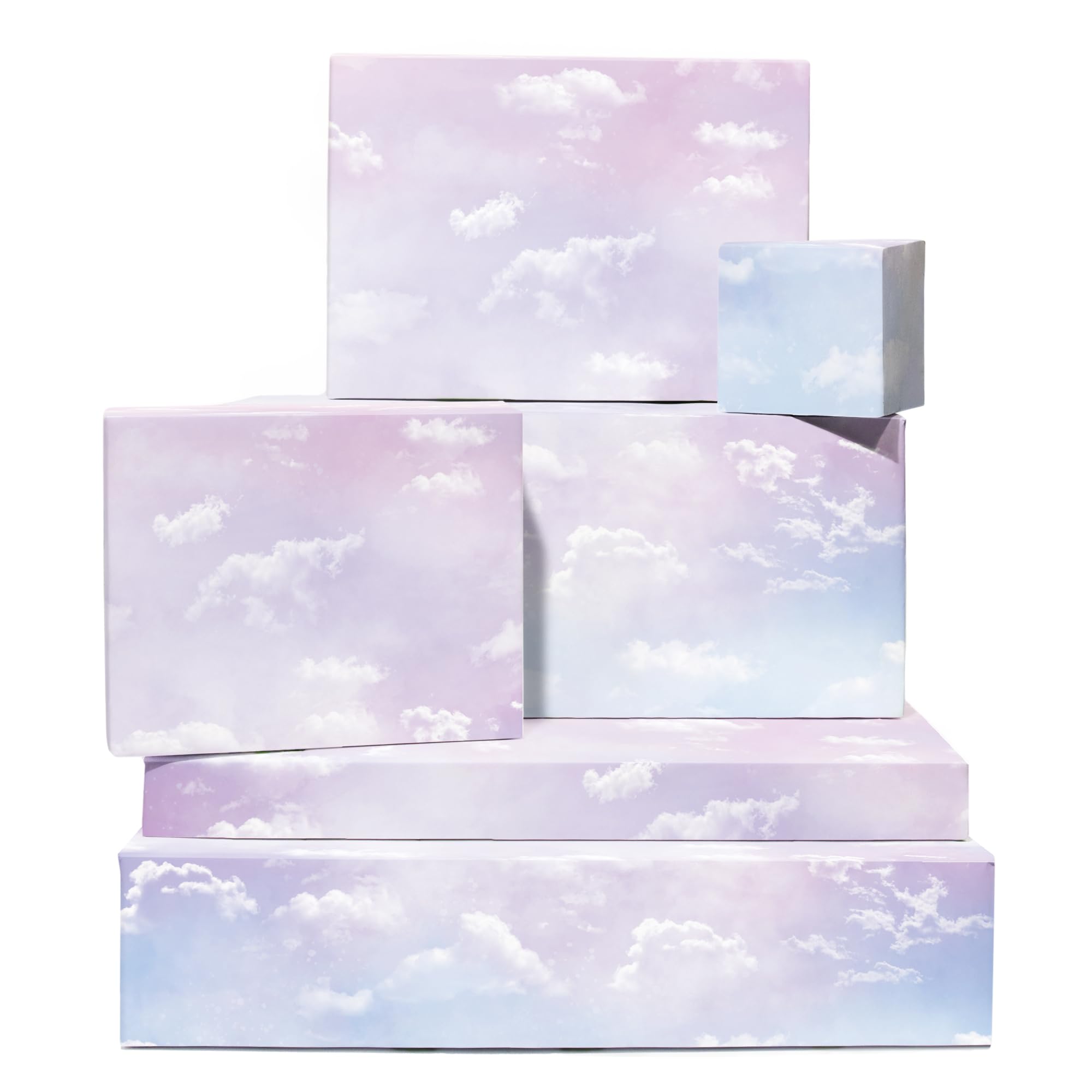 Clouds Wrapping Paper for Her - 6 Sheets of Gift Wrap - for Women Sister Daughter - Female Friend - for Baby Shower, Birthday, Wedding, Christening