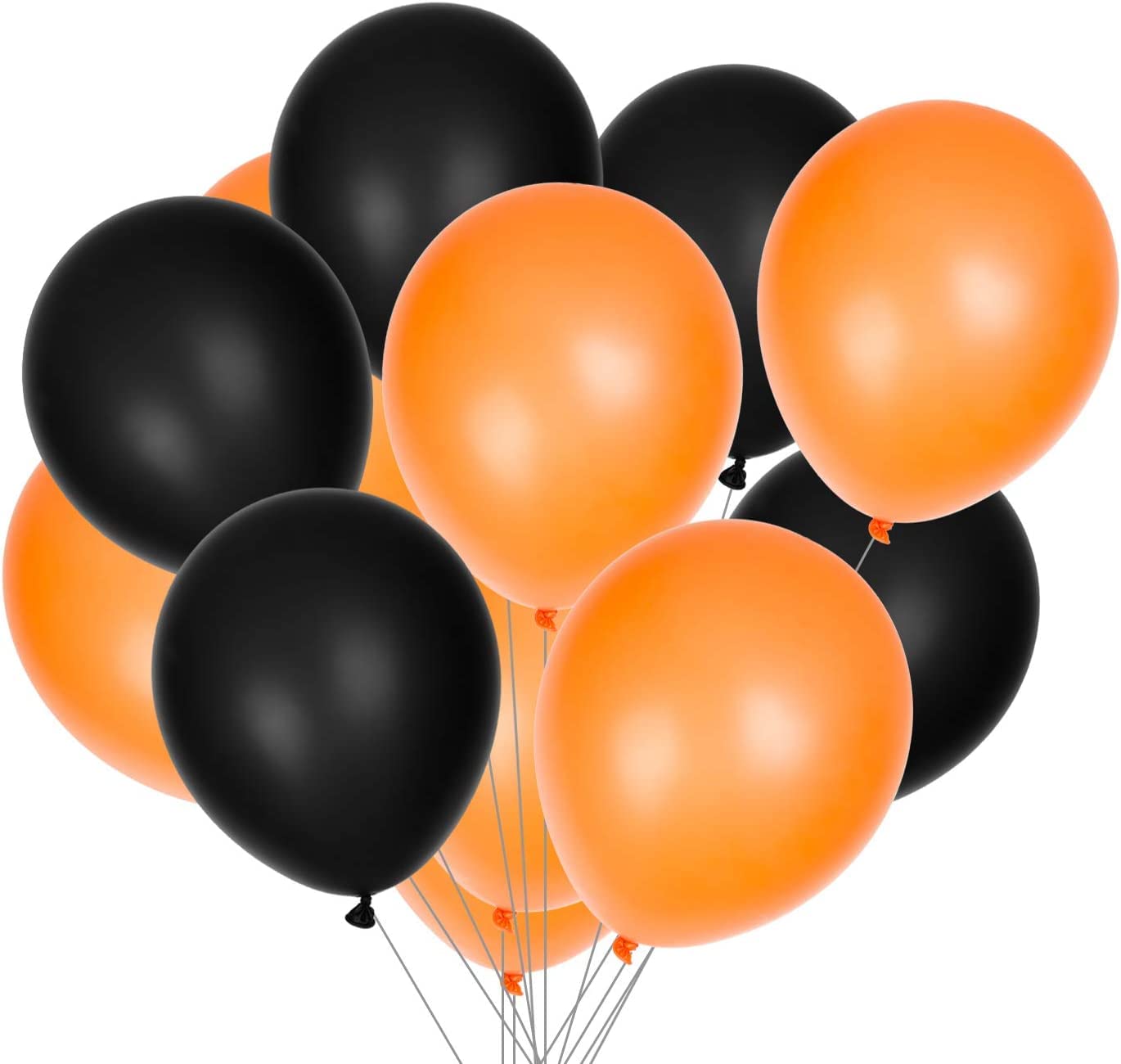 SHATCHI 12Inch Orange and Black Plain Helium Latex Balloons for Birthday Party Decorations Halloween Celebrations Pack of 15/30/60