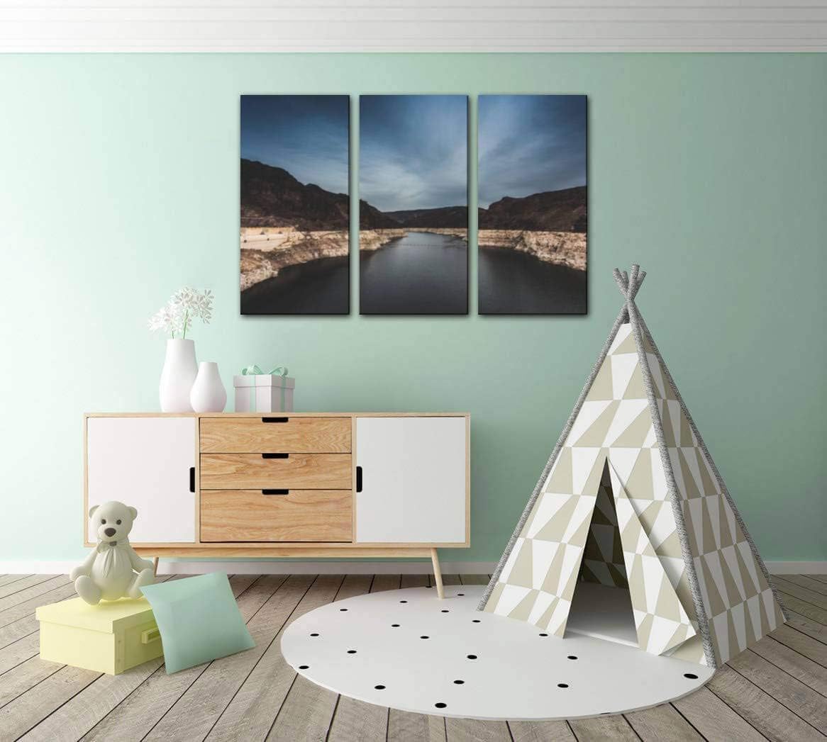 Gisas Enall Hoover Dam Nevadas and Pictures Print Painting 3 Panel Home Decoration Paintings Wall Art Framework Canvas Prints Gallery for Living Room Wall Poster Hang Framed