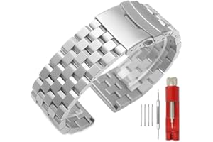 SINAIKE 24mm 22mm 20mm 18mm Metal Watch Band Premium Solid Stainless Steel Watch Bracelet Straps for Men Women Blue/Black/Silver