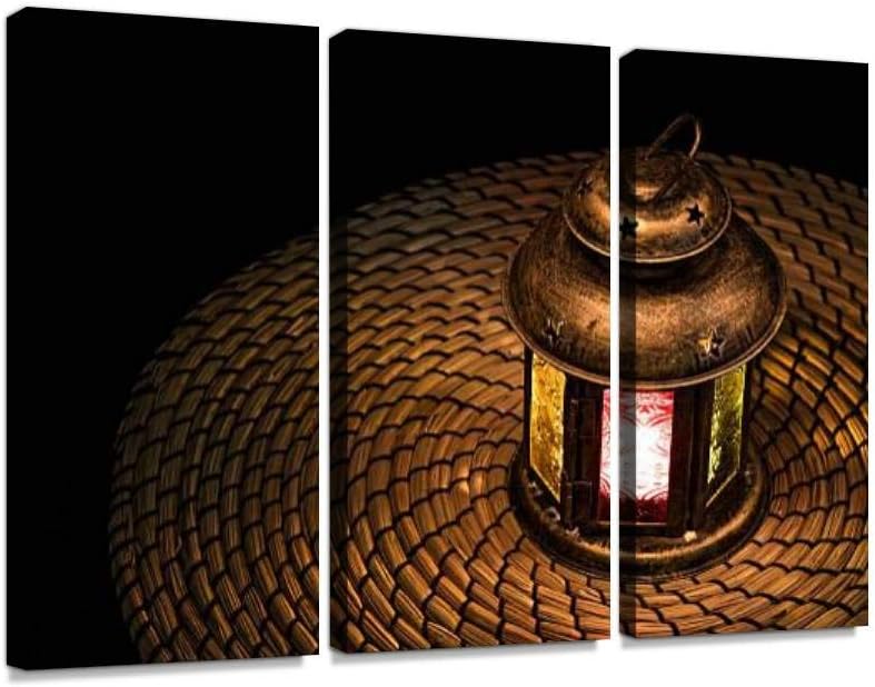 Ramadan Lantern Print On Canvas Wall Artwork Modern Photography Home Decor Unique Pattern Stretched and Framed 3 Piece
