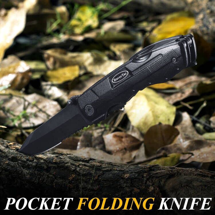 RoverTac Pocket Knife Multitool Folding Knife Stainless Steel Survival Camping Knife with Pliers