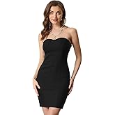 Allegra K Women's Sexy Party Mini Dress Sweetheart Neck Slim Fit Bodycon Strapless Dresses