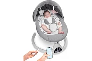 QUEERICK Electric Baby Swing for Infants to Toddler Portable Babies Swing Timing Function 5 Swing Speeds with Bluetooth and 10-Preset Melodies