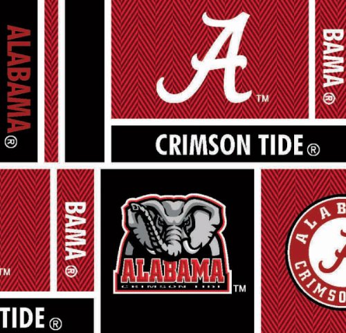 UNIVERSITY OF ALABAMA COTTON FABRIC-100% COTTON -ALABAMA FABRIC SOLD BY THE YARD-ALABAMA HERRINGBONE COLLEGE COTTON FABRIC BY SYKEL