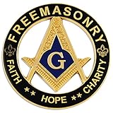 Hope Faith Charity Square & Compass Round Black Car Auto Emblem - 3