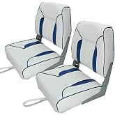 MSC Fishing Folding Boat Seats,One Pair Pack (S103 White/Blue)