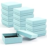 Coobbar Gift Box Necklace Earring Ring Box Gift Box,12 Pieces Square Cardboard Jewelry Gift Boxes,Cotton Filled Cardboard Paper Jewelry Box Gift Case (3.5x3.5x1.25 Inches) (Blue)
