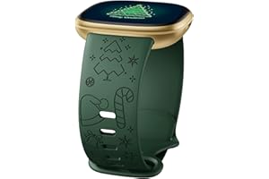 ODBEAI Christmas Engraved Band Compatible with Fitbit Sense&Sense2 Band/Fitbit Versa 3&4 Band for Women Girls, Fadeless Pattern Soft Sport Replacement Wristbands Strap Accessories for Fitbit Versa 4&3