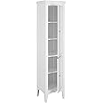Teamson Home Glancy 63 in. Freestanding Linen Storage Cabinet with Two Doors and Adjustable Shelves for a Stylish and Functional Storage Solution in Bathrooms, Kitchens, or Living Room, White