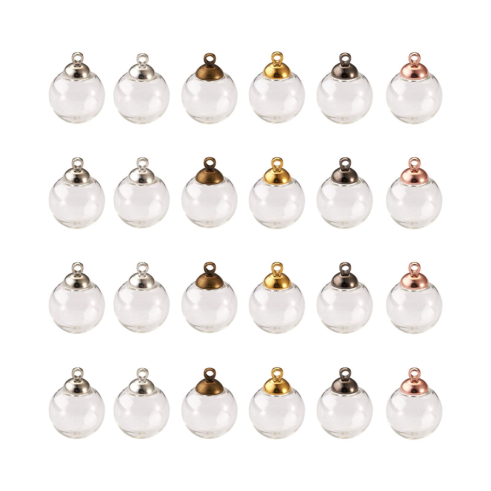 Cheriswelry 120pcs Mini Empty Glass Globe Bottle Pendant Hollow Clear Glass Ball Dome Bottle Vial Charms for DIY Jewellery Earring Crafts Making