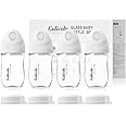 Gulicola Natural Glass Baby Bottle 4 Pack, Newborn Breastfeeding Bottles Set, Extra Slow Flow Nipples (SS), Anti Colic, 0 Months+, 5 oz - White