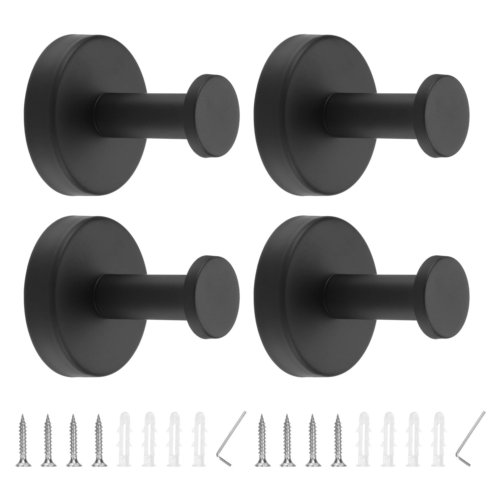 PATIKIL Towel Hooks for Hanging, 4Pack 304 Stainless Steel T-Shaped Wall Mounted Hanger Holder, with Tools for Bathroom, Bedroom, Dormitory, Hang Towel, Clothes, Coat, Robe, Black