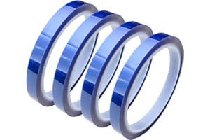 DIAO79NI 4 Rolls 5mm (0.195in) X 30m (100ft) Heat Tape (Blue),Adhesive Heat Resistant/Transfer Tape, Heat Vinyl Thermal Sublimation Press Tape,No Residue,Electronics,Soldering,Circuit Board